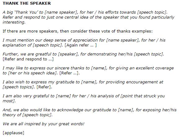 Vote Of Thanks Speech: Latest Samples On Vote Of Thanks & Basic Rules